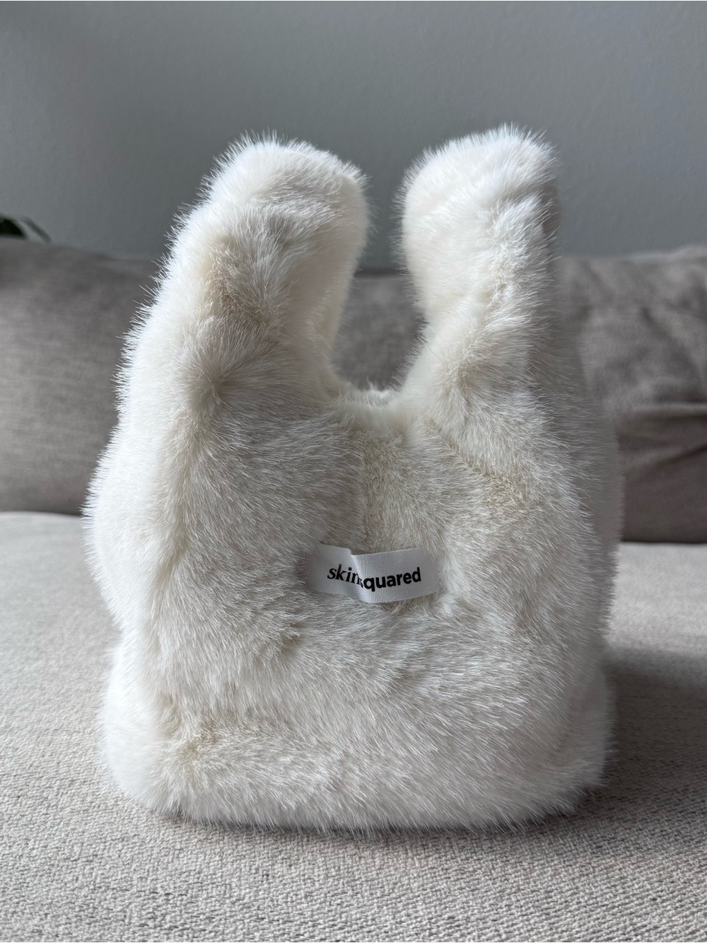NWOT Skinsquared White Faux Fur Crossbody Bag
